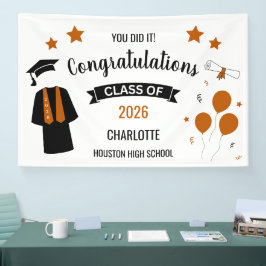 Burnt Orange Congratulations Graduation Banner