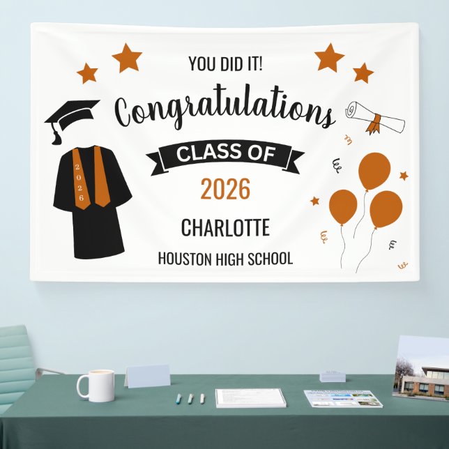 Burnt Orange Congratulations Graduation Banner (Messe)