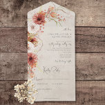 Burnt Orange & Cream Boho Floral No Dinner All In One Einladung<br><div class="desc">MIT ODER OHNE QR-CODE ZUM SCAN ODER MIT ODER OHNE AUSWAHLOPTIONEN ZUM ABENDESSEN. Lassen Sie sich verzaubern von zeitloser Romantik und Vintagem Charme mit unserer bedrückten Creme Vintage Hochzeitseinladung. Der Hintergrund der alten Creme strahlt rustikale Eleganz aus, während ein atemberaubender Blumenstrauß in Aquarellfarben die Seite hinunter zieht. Dieses exquisite Bouquet...</div>