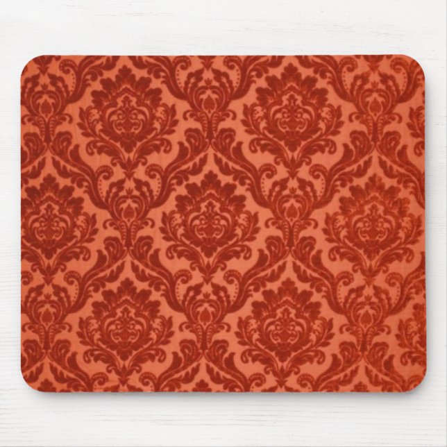 Burnt Orange Damask Mousepad (Vorne)