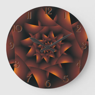 Burnt Orange Dark Spiral Fraktal Wall Clock Große Wanduhr