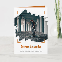 Burnt Orange Edgy Abstrakt Brushstroke Foto Einladung