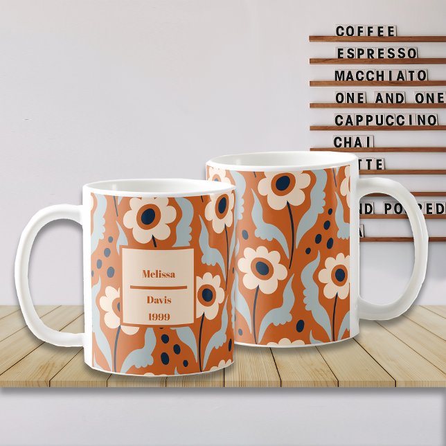 Burnt Orange Egg Blume Individuelle Name Kaffeetasse (Von Creator hochgeladen)