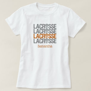 Burnt Orange erschütterte Lacrosse Word T-Shirt