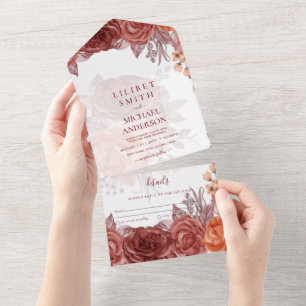 Burnt Orange FALL Botanische WEDD All In One Einladung