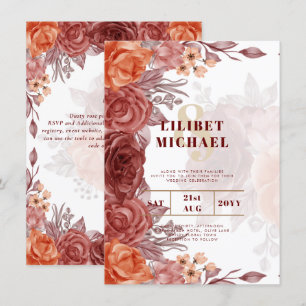 Burnt Orange FALL Botanische WEDD Einladung
