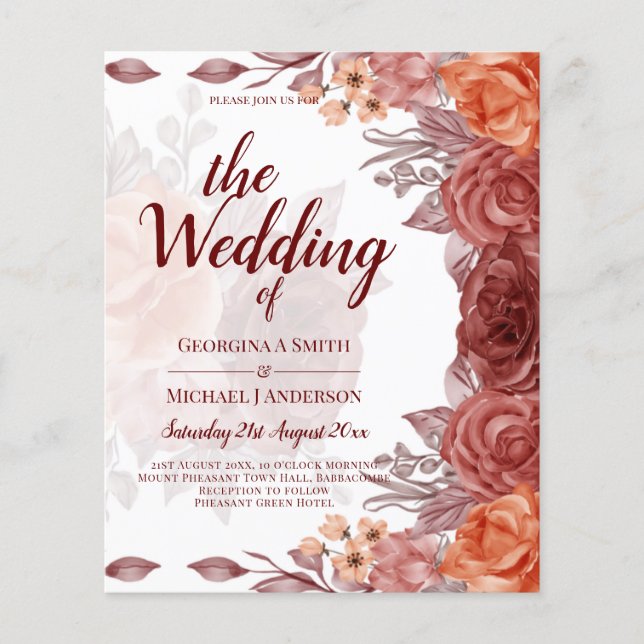 Burnt Orange FALL Botanische WEDD Flyer (Vorne)