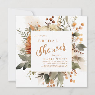 Burnt Orange Fall Floral Brautparty Einladung