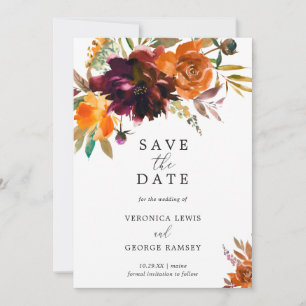 Burnt Orange Fall Floral Rustikale Elegante Hochze Save The Date