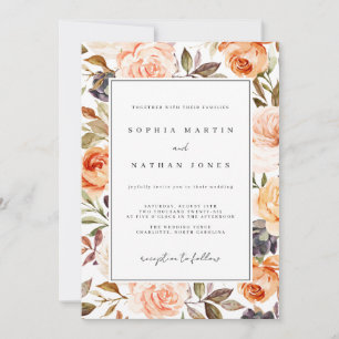 Burnt Orange Fall Watercolor Floral Wedding Einladung