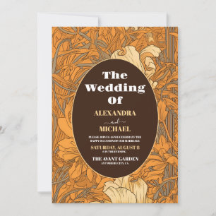 Burnt Orange Floral Art Nouveau Wedding Einladung