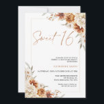 Burnt Orange Floral Boho Sweet 16 Geburtstag Einladung<br><div class="desc">Burnt Orange Floral Boho Sweet 16 Geburtstag Einladung Bohemisch inspirierte 16 Geburtstagseinladung mit gebrannten orangen und beigen Blumenarrangements und einem modernen Kalligrafiebild als Schlagzeile in einer Imitat Rose Gold Textur. Ideal für alle,  die nach einem böhmisch inspirierten 16 . Geburtstag Geburtstag einladen möchten.</div>