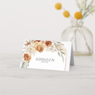 Burnt Orange Floral Boho Wedding Platzkarte