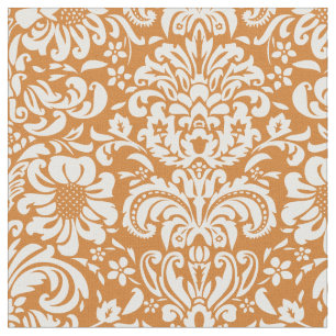 Burnt Orange Floral Damask Stoff