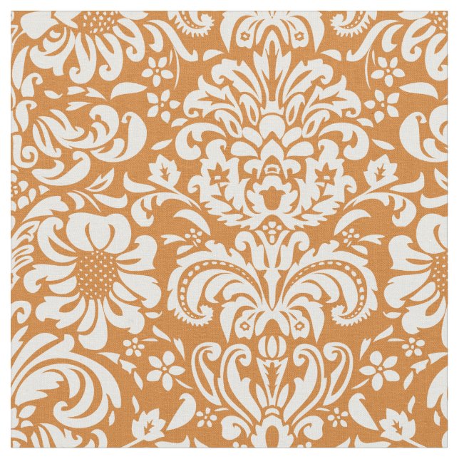 Burnt Orange Floral Damask Stoff (Nahaufnahme)