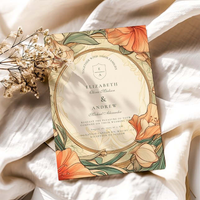 Burnt Orange Floral Hochzeit Einladung (Von Creator hochgeladen)