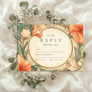 Burnt Orange Floral Hochzeit RSVP Karte