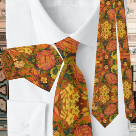 Burnt Orange Floral Muster Vintag Krawatte