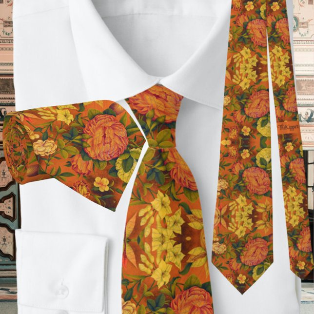 Burnt Orange Floral Muster Vintag Krawatte (Von Creator hochgeladen)