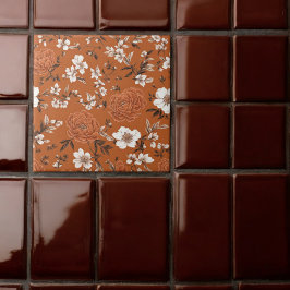 Burnt Orange Floral Pattern Fliese