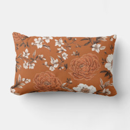 Burnt Orange Floral Pattern Lendenkissen