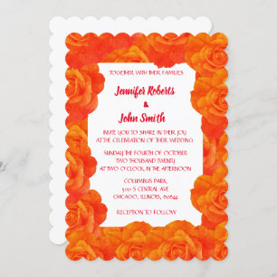 Burnt Orange Floral QR Code Rose Blume Hochzeit Einladung