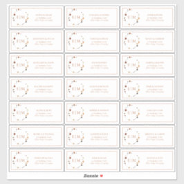 Burnt Orange Floral Wappen Monogram Guest Address Aufkleber