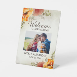 Burnt Orange Floral Wedding Welcome Foto Sockelschild