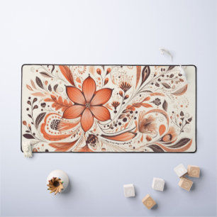 Burnt Orange Folk Floral Schreibtischunterlage