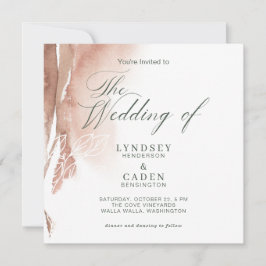 Burnt Orange Forest Green Watercolor Wedding Invit Einladung