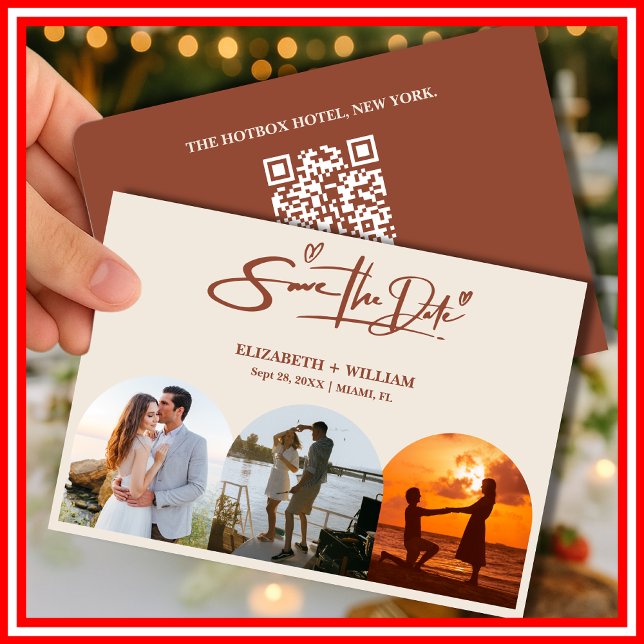 Burnt Orange Foto QR Code Elegante Hochzeit Save The Date (Von Creator hochgeladen)