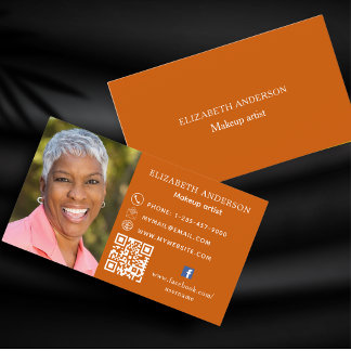 Burnt orange Foto Qr Code Social Facebook Icon Visitenkarte