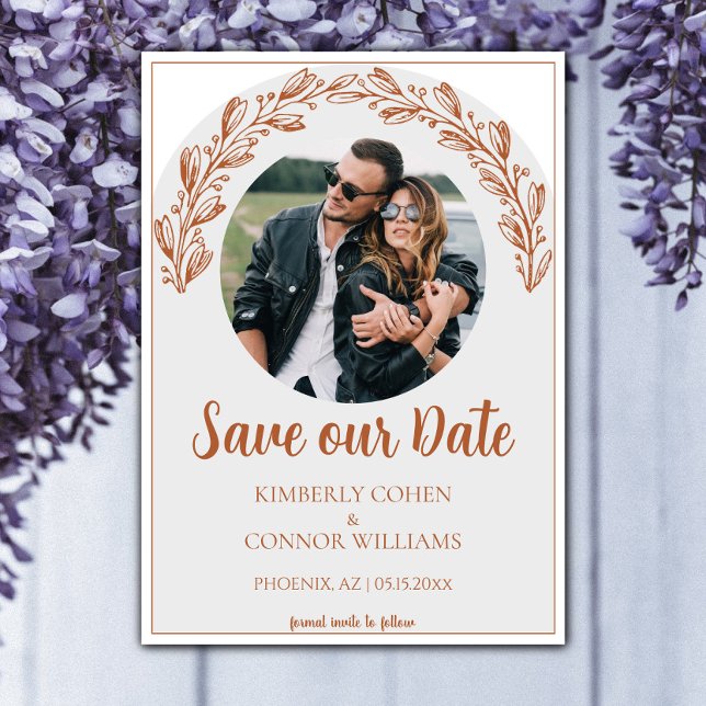 Burnt Orange Garland Foto Save the Date (Burnt Orange Garland Photo Save the Date)