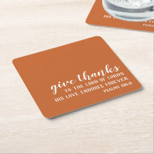 Burnt Orange geben Dank an den religiösen Erntedan Rechteckiger Pappuntersetzer