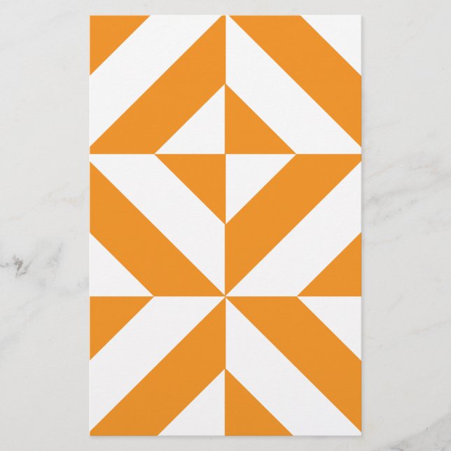 Burnt Orange Geometric Deko Cube Pattern Briefpapier (Vorderseite)