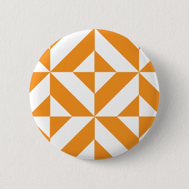 Burnt Orange Geometric Deko Cube Pattern Button (Vorderseite)