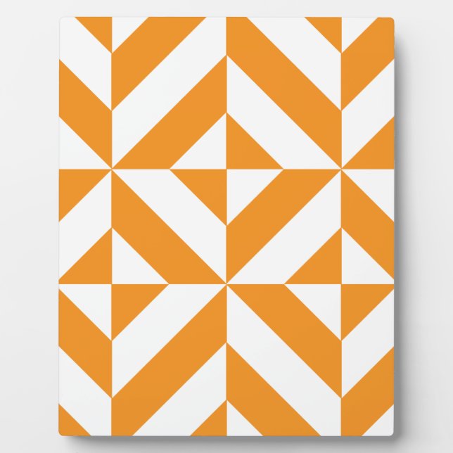 Burnt Orange Geometric Deko Cube Pattern Fotoplatte (Vorderseite)