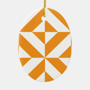 Burnt Orange Geometric Deko Cube Pattern Keramik Ornament