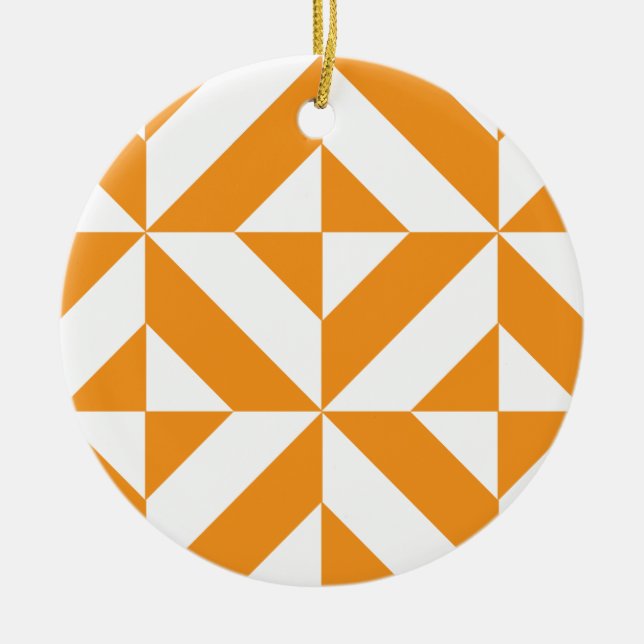 Burnt Orange Geometric Deko Cube Pattern Keramikornament (Vorne)