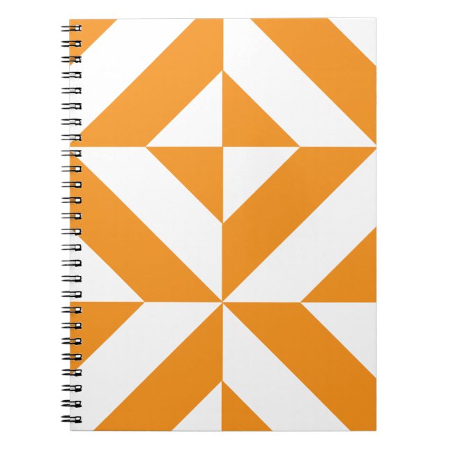 Burnt Orange Geometric Deko Cube Pattern Notizblock (Vorderseite)