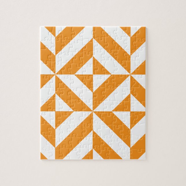 Burnt Orange Geometric Deko Cube Pattern Puzzle (Vertikal)