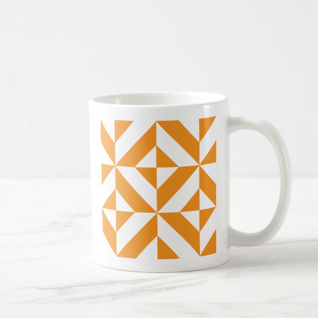 Burnt Orange Geometric Deko Cube Pattern Tasse (Rechts)