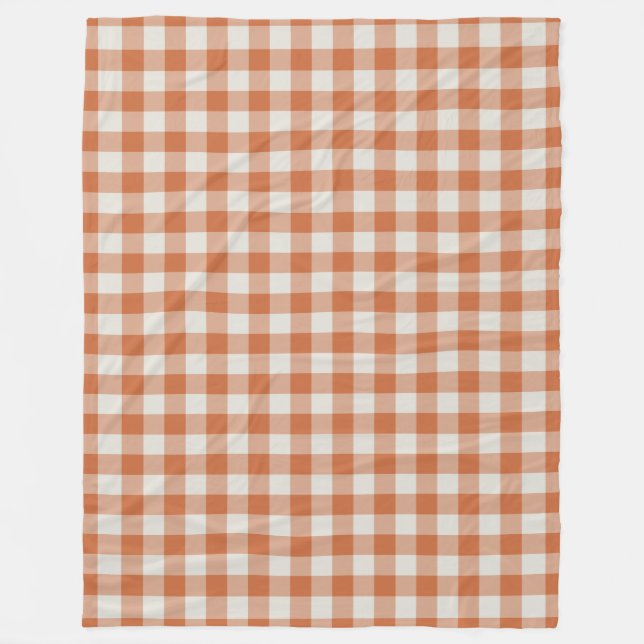 Burnt Orange Gingham Karo Pattern Fleecedecke (Vorderseite)