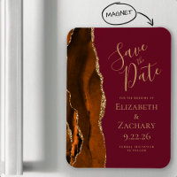 Burnt Orange Gold Agate Burgundy Save the Date