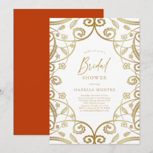 Burnt Orange Gold Floral Lace Brautparty Einladung