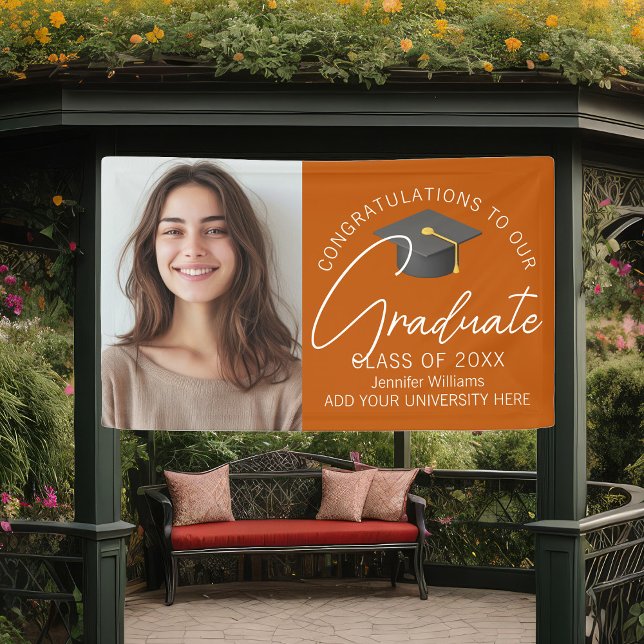 Burnt Orange Graduate Foto 2025 Graduation Party Banner (Von Creator hochgeladen)