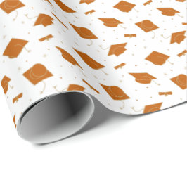 Burnt Orange Graduation Cap Toss Geschenkpapier