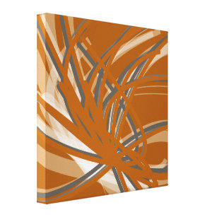 Burnt Orange & Gray Abstrakte Ribbbons Leinwanddruck