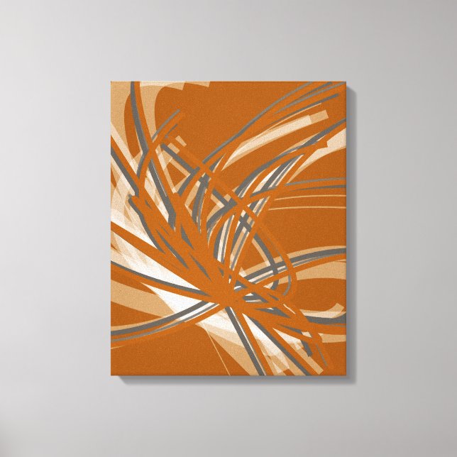 Burnt Orange & Gray Abstrakte Ribbbons Leinwanddruck (Vorderseite)