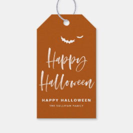 Burnt Orange Happy Halloween Brush Calligraphy Geschenkanhänger